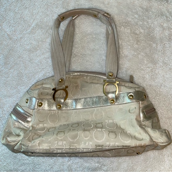 Salvatore Ferragamo Beige‎ Handbag with Gold Logo Hardware - Picture 4 of 13